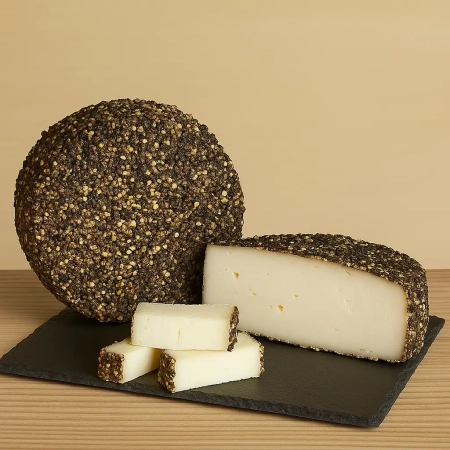 Queso de cabra con pimienta negra, elaborado en Xaló Alicante